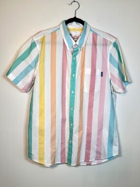 Chubbies Short Sleeve Button Down "The Utopia" Striped Shirt | Size L